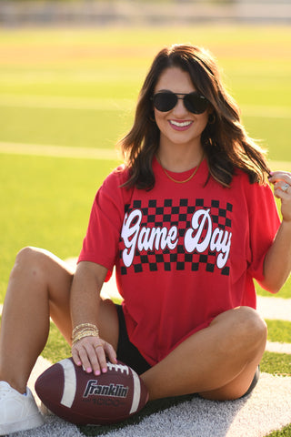 Game Day Puff Checkered Red Tee