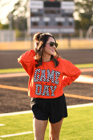 Orange Game Day Checkered Sweatshirts