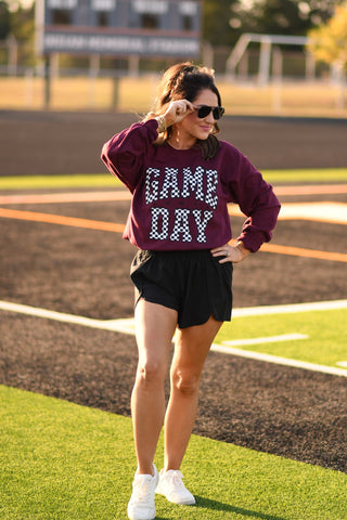 Maroon Game Day Checkered Sweatshirts