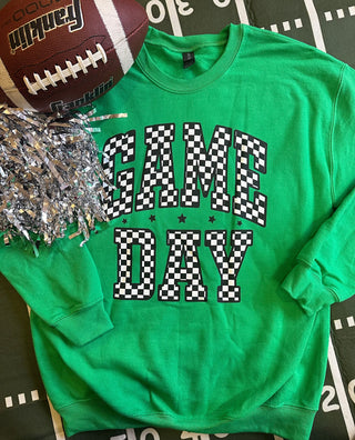 Kelly Green Game Day Checkered Sweatshirts