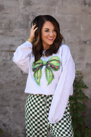 GRINCH CHRISTMAS BOW SWEATSHIRT