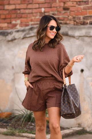 Brown Gingham Two Piece Set