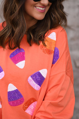 Sequin Patched Candy Corn Top