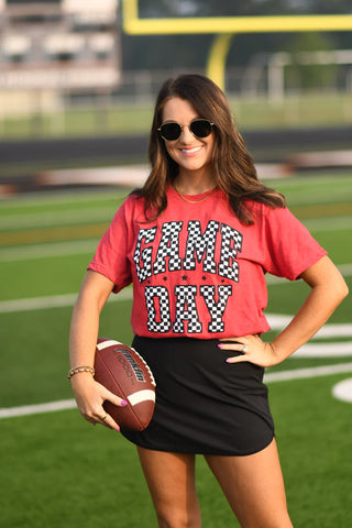 Red Checkered Game Day Tee