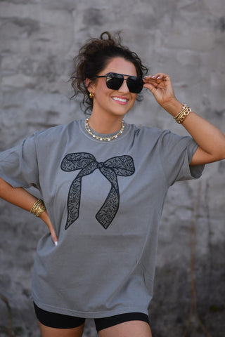 Black Lace Bow Tee